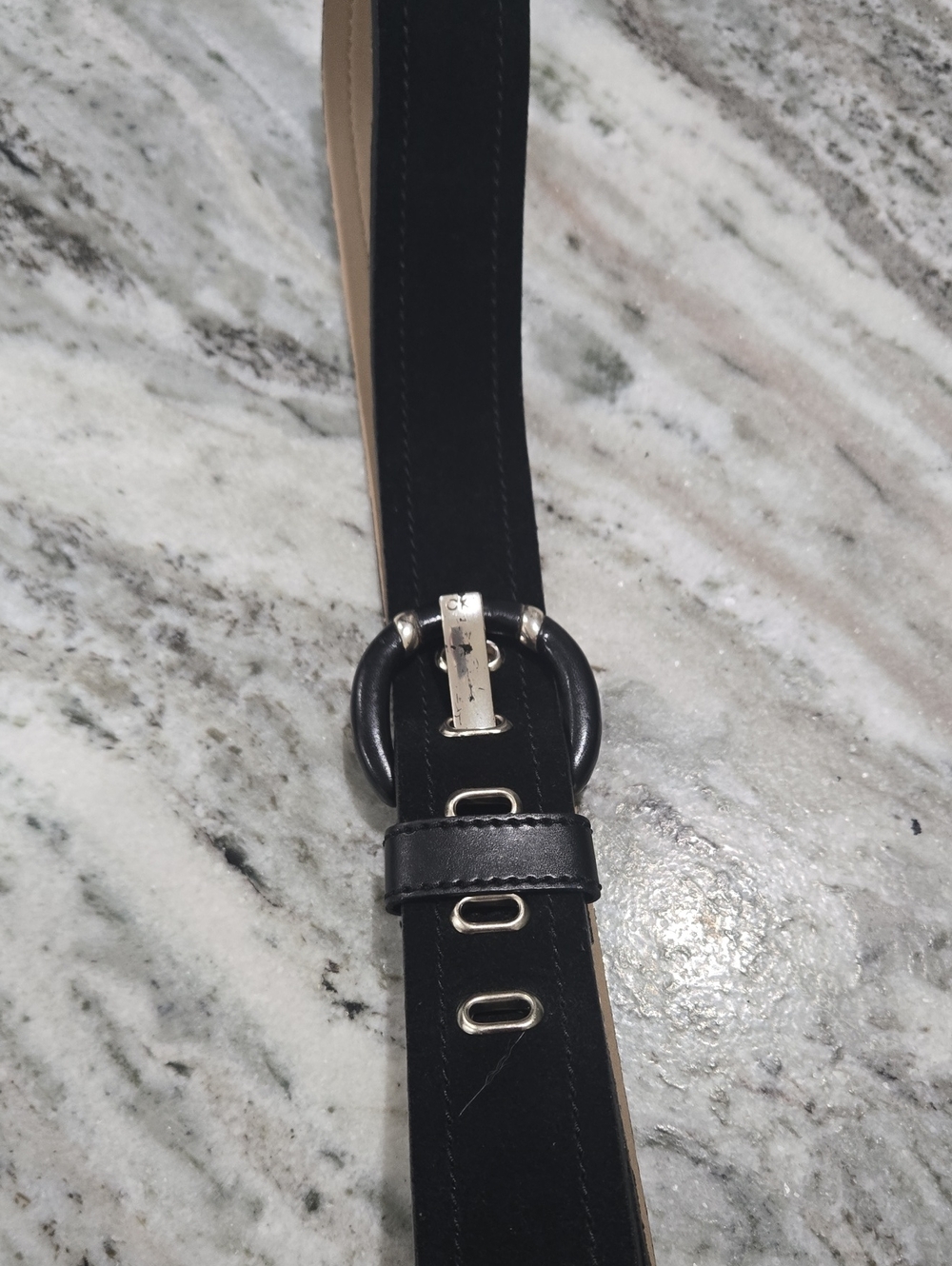 Calvin Klein Black Leather Women’s Belt with Silver Buckle